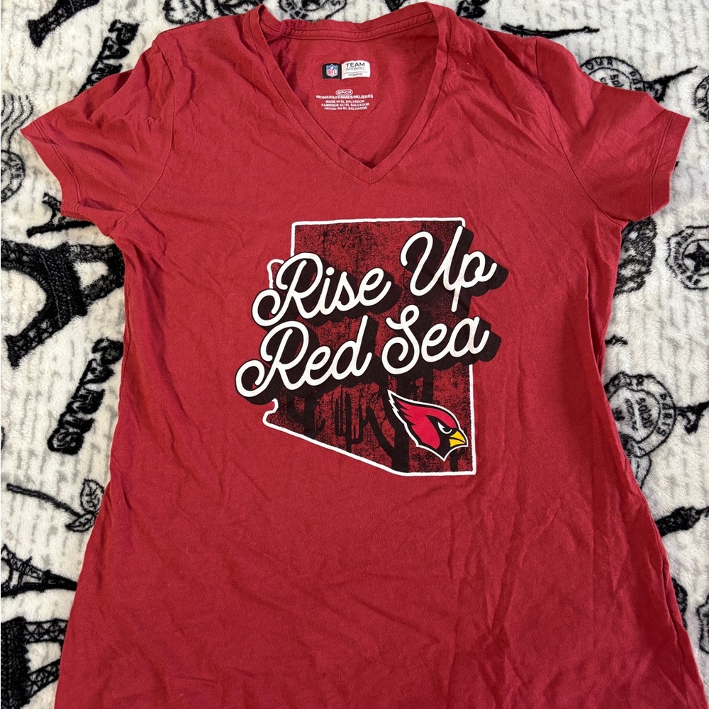 NFL Arizona Cardinals T Shirt Women S Black Short Sleeve Crewneck Logo